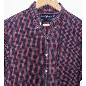 Polo Ralph Lauren Mens‎ Long Sleeve Plaid Button Down Large 100% Cotton Pocket